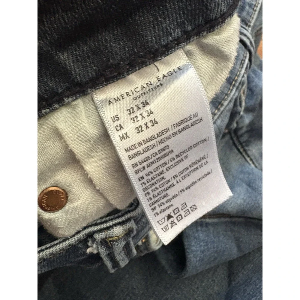 American Eagle AirFlex+ Athletic Fit Jeans Light Wash Blue Denim Mens 32x34